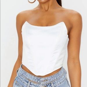 White satin bandeau top